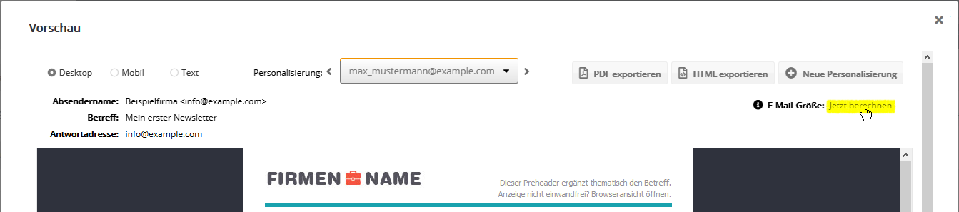 E-Mail Vorschau